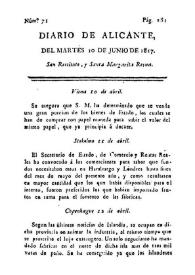 Diario de Alicante. Núm. 71, 10 de junio de 1817 | Biblioteca Virtual Miguel de Cervantes