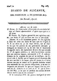 Diario de Alicante. Núm. 72, 11 de junio de 1817 | Biblioteca Virtual Miguel de Cervantes