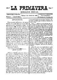 La primavera : Semanario Festivo. Núm. 1, 9 de abril de 1885 | Biblioteca Virtual Miguel de Cervantes