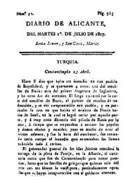 Diario de Alicante. Núm. 92, 1. º de julio de 1817 | Biblioteca Virtual Miguel de Cervantes