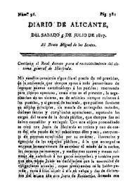 Diario de Alicante. Núm. 96, 5 de julio de 1817 | Biblioteca Virtual Miguel de Cervantes