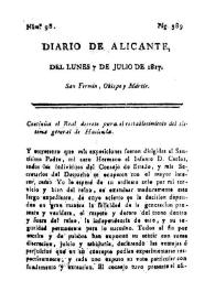 Diario de Alicante. Núm. 98, 7 de julio de 1817 | Biblioteca Virtual Miguel de Cervantes