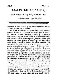 Diario de Alicante. Núm. 100, 9 de julio de 1817 | Biblioteca Virtual Miguel de Cervantes