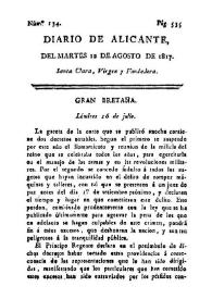 Diario de Alicante. Núm. 134, 12 de agosto de 1817 | Biblioteca Virtual Miguel de Cervantes