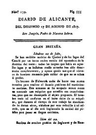 Diario de Alicante. Núm. 139, 17 de agosto de 1817 | Biblioteca Virtual Miguel de Cervantes