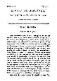 Diario de Alicante. Núm. 143, 21 de agosto de 1817 | Biblioteca Virtual Miguel de Cervantes