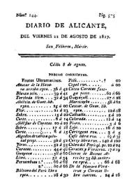 Diario de Alicante. Núm. 144, 22 de agosto de 1817 | Biblioteca Virtual Miguel de Cervantes