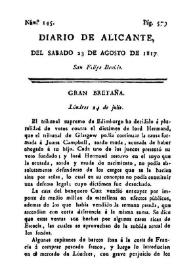 Diario de Alicante. Núm. 145, 23 de agosto de 1817 | Biblioteca Virtual Miguel de Cervantes