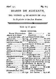 Diario de Alicante. Núm. 151, 29 de agosto de 1817 | Biblioteca Virtual Miguel de Cervantes