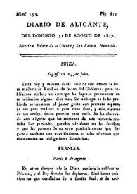 Diario de Alicante. Núm. 153, 31 de agosto de 1817 | Biblioteca Virtual Miguel de Cervantes