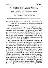 Diario de Alicante. Núm. 5, 5 de enero de 1818 | Biblioteca Virtual Miguel de Cervantes