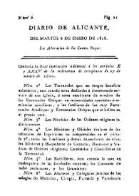 Diario de Alicante. Núm. 6, 6 de enero de 1818 | Biblioteca Virtual Miguel de Cervantes