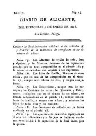 Diario de Alicante. Núm. 7, 7 de enero de 1818 | Biblioteca Virtual Miguel de Cervantes