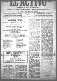 El Activo : Periódico Político Independiente y Defensor de los Intereses Morales, Materiales y Agrícolas de este Distrito Electoral. Núm. 29, 10 de diciembre de 1899 | Biblioteca Virtual Miguel de Cervantes