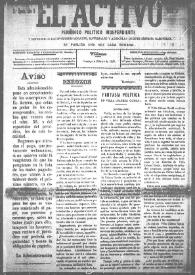 El Activo : Periódico Político Independiente y Defensor de los Intereses Morales, Materiales y Agrícolas de este Distrito Electoral. Núm. 37, 4 de febrero de 1900 | Biblioteca Virtual Miguel de Cervantes