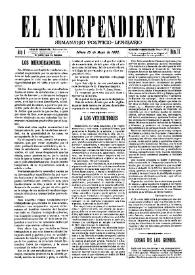 El independiente : Semanario Político-Literario (Villena). Núm. 11, 15 de mayo de 1892 | Biblioteca Virtual Miguel de Cervantes