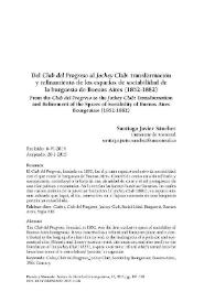 Del "Club del Progreso" al "Jockey Club": transformación y refinamiento de los espacios de sociabilidad de la burguesía de Buenos Aires (1852-1882) / Santiago Javier Sánchez | Biblioteca Virtual Miguel de Cervantes