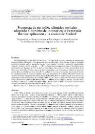 Propuesta de un índice climático-turístico adaptado al turismo de interior en la Península Ibérica: aplicación a la ciudad de Madrid / Alfredo Millán López y Felipe Fernández García | Biblioteca Virtual Miguel de Cervantes