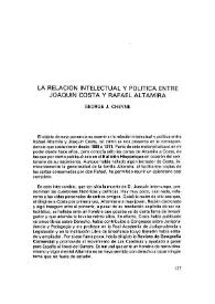 La relación intelectual y política entre Joaquín Costa y Rafael Altamira / George J. Cheyne | Biblioteca Virtual Miguel de Cervantes