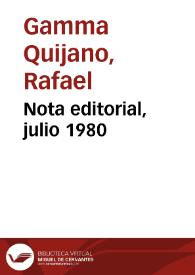 Nota editorial, julio 1980 | Biblioteca Virtual Miguel de Cervantes