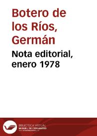 Nota editorial, enero 1978 | Biblioteca Virtual Miguel de Cervantes