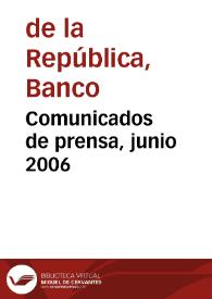 Comunicados de prensa, junio 2006 | Biblioteca Virtual Miguel de Cervantes