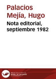 Nota editorial, septiembre 1982 | Biblioteca Virtual Miguel de Cervantes