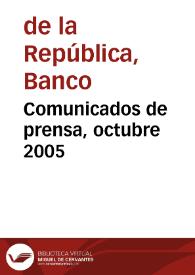 Comunicados de prensa, octubre 2005 | Biblioteca Virtual Miguel de Cervantes