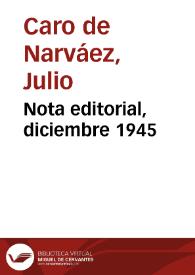 Nota editorial, diciembre 1945 | Biblioteca Virtual Miguel de Cervantes