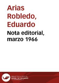 Nota editorial, marzo 1966 | Biblioteca Virtual Miguel de Cervantes