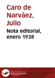 Nota editorial, enero 1938 | Biblioteca Virtual Miguel de Cervantes