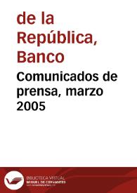 Comunicados de prensa, marzo 2005 | Biblioteca Virtual Miguel de Cervantes