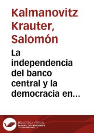 La independencia del banco central y la democracia en América Latina | Biblioteca Virtual Miguel de Cervantes