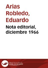 Nota editorial, diciembre 1966 | Biblioteca Virtual Miguel de Cervantes