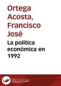 La política económica en 1992 | Biblioteca Virtual Miguel de Cervantes