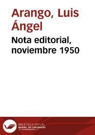 Nota editorial, noviembre 1950 | Biblioteca Virtual Miguel de Cervantes