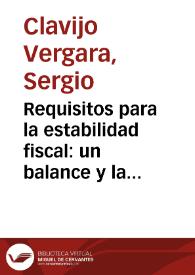 Requisitos para la estabilidad fiscal: un balance y la agenda | Biblioteca Virtual Miguel de Cervantes