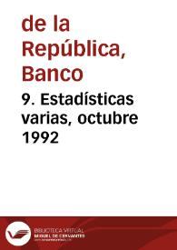 9. Estadísticas varias, octubre 1992 | Biblioteca Virtual Miguel de Cervantes