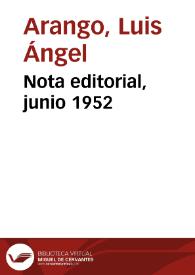 Nota editorial, junio 1952 | Biblioteca Virtual Miguel de Cervantes