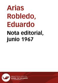 Nota editorial, junio 1967 | Biblioteca Virtual Miguel de Cervantes