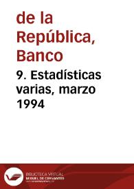 9. Estadísticas varias, marzo 1994 | Biblioteca Virtual Miguel de Cervantes