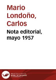 Nota editorial, mayo 1957 | Biblioteca Virtual Miguel de Cervantes