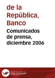 Comunicados de prensa, diciembre 2006 | Biblioteca Virtual Miguel de Cervantes