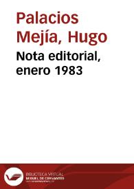 Nota editorial, enero 1983 | Biblioteca Virtual Miguel de Cervantes