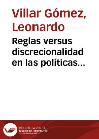 Reglas versus discrecionalidad en las políticas fiscal, monetaria y cambiaria: un problema de economía política y credibilidad | Biblioteca Virtual Miguel de Cervantes