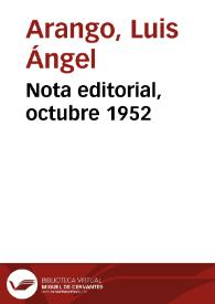 Nota editorial, octubre 1952 | Biblioteca Virtual Miguel de Cervantes