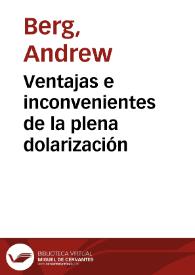 Ventajas e inconvenientes de la plena dolarización | Biblioteca Virtual Miguel de Cervantes