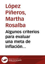 Algunos criterios para evaluar una meta de inflación de largo plazo | Biblioteca Virtual Miguel de Cervantes