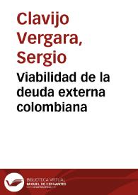 Viabilidad de la deuda externa colombiana | Biblioteca Virtual Miguel de Cervantes