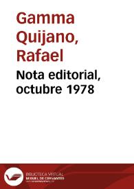 Nota editorial, octubre 1978 | Biblioteca Virtual Miguel de Cervantes